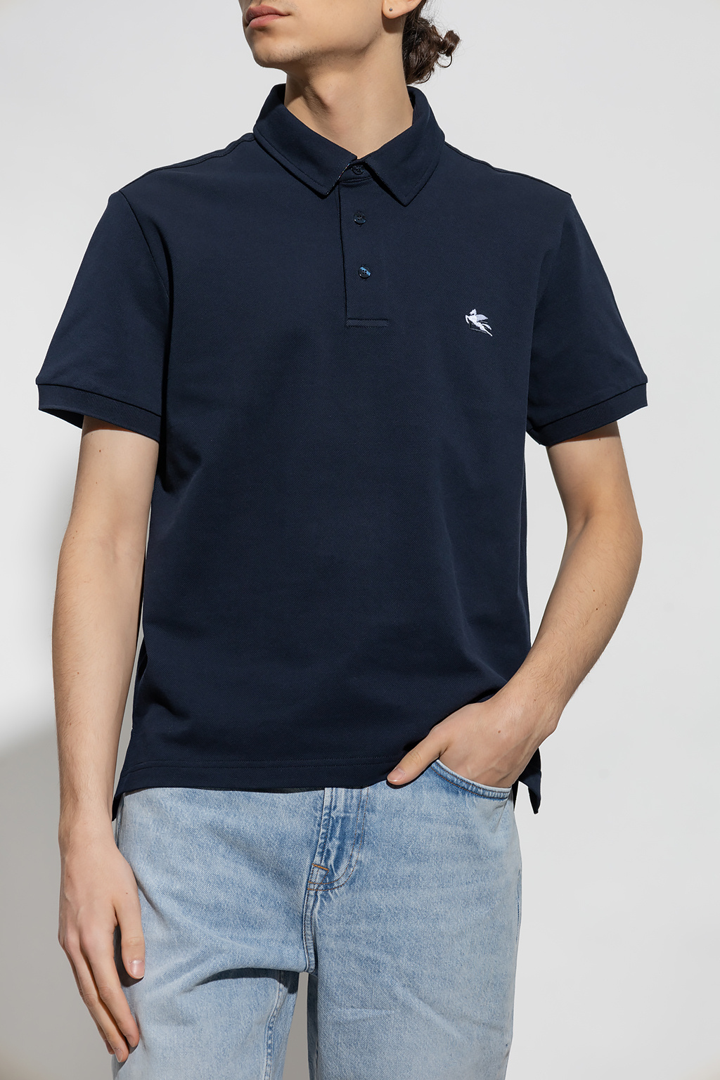 Navy blue polo DRAZZO shirt with logo Etro